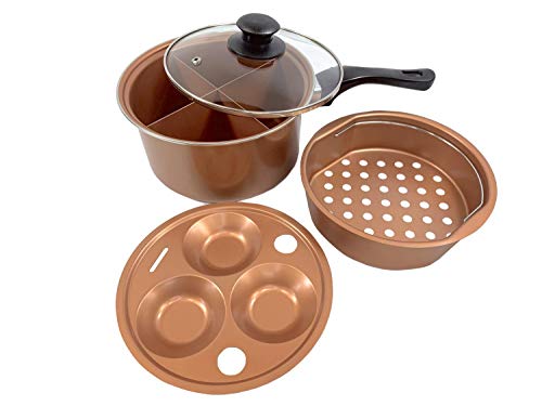 saucepan-steamers 4 Way Divided Non-Stick Saucepan with Lid - Multi-