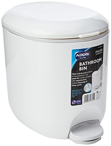 small-bins Addis 518503 Premium Deluxe Bathroom Pedal Bin wit