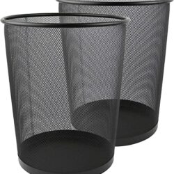 the-best-bin-for-bedrooms Avlash ® Circular Finest Black Mesh Waste Paper Bin (Pack of 2) Lightweight Waste Basket, Metal Trash Bin for Kitchens, Home Offices, Dorm Rooms, Living Rooms & Bedrooms (Black).