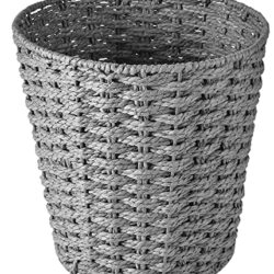 the-best-bin-for-bedrooms Round Wicker Waste Paper Bin and Basket- Rubbish Basket for Bedroom, Bathroom, Offices or Home (Grey)