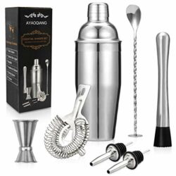 the-best-cocktail-shaker-set AYAOQIANG Cocktail Shakers Set,7 Pieces Cocktail Making Kit,Cocktail Shaker Set 750ml Stainless Steel Bar Tool Set Bartender Kit with Double Jigger,Muddler,Strainer,Pourers,Mixing Spoon