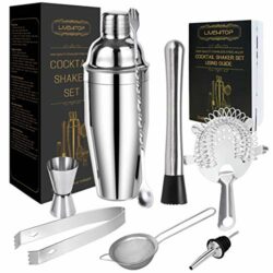 the-best-cocktail-shaker-set LIVEHITOP Cocktail Making Set, 9Pcs Stainless Steel Bartender Kit Professional Cocktail Shaker Set with 750ML Boston Shaker for Home, Bar, Party