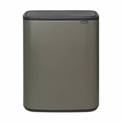 the-best-double-bins Brabantia Bo Touch Bin - 2 x 30 Litre Inner Buckets (Platinum) Waste/Recycling Kitchen Bin with Removable Compartments + Bin Bags
