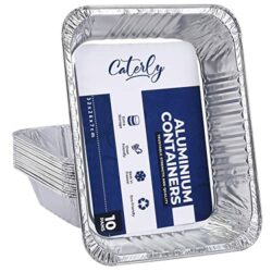 the-best-foil-roasting-trays Caterly Large Aluminium Disposable Foil Trays 32x26x7cm Tin Foil Trays for BBQ, Cooking, Baking, Broiling, Roasting - Takeaway Containers - Catering Trays for Storage-Pack of 10