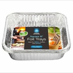 the-best-foil-roasting-trays Four Season 8 Inch Square Foil Tray Disposable Aluminium Foil Baking/Roasting Pan/Tray (Pack of 5, 10, 15, 20 and 25) (Pack of 5)