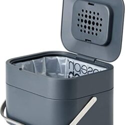 the-best-food-waste-bin Joseph Joseph Intelligent Waste, Stack 4 Food Waste Caddy with Odour Filter - Graphite , 1 gallon / 4 litres, compost bin