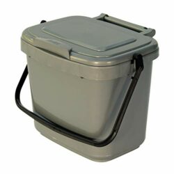 the-best-food-waste-bin Silver Grey Kitchen Compost Caddy (5L - Small) - for Food Waste Recycling (5 Litre) - 5L Plastic Composting Bin