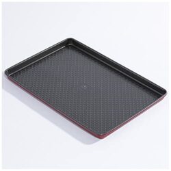 the-best-roasting-trays Hairy Bikers BKW1521 Large Oven Baking Tray Roasting Tin Non Stick Freezer and Dishwasher Safe Carbon Steel L39.7 x W27 x H2.4cm Red