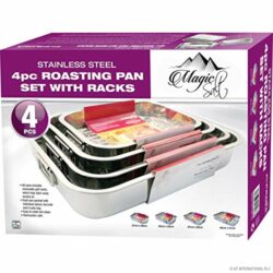 the-best-roasting-trays Stainless Steel Roasting Trays Oven PAN Dish Baking Roaster Tray Grill Rack ((4 PC Set))