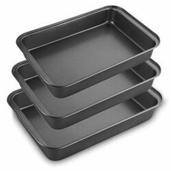 the-best-roasting-trays STARVAST Non Stick Oven Baking Trays, 3 Pieces Carbon Steel (PFOA Free) Roasting Tins Pans - Black