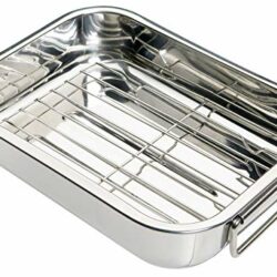 the-best-small-roasting-tins KitchenCraft KCRNR25 Stainless Steel Roasting Tin with Rack, Small, 27 x 20 cm, Silver