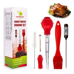 the-best-turkey-basters Turkey Baster Thermometer Meat marinade Needle Injector Oil Baster Meat Baster Syringe Cooking Pipette Silicon cooking Brush