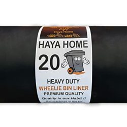 the-best-wheelie-bin-liners Haya Home 20 Heavy Duty Wheelie Bin Liners 240 Litre Large Refuse Sacks Wheelie Bin Bags For Garden Kitchen House Office Caterers Rubbish made from 100% Waste Recycled Material