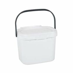 the-best-white-bin Addis 518252 Everyday Kitchen Food Waste Compost Caddy Bin, 4.5 Litre, White/Metallic Sliver, Silver, 4.5ltr