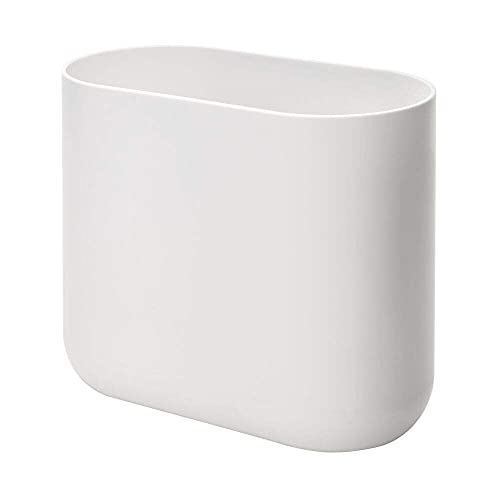 white-bins iDesign Compact Bathroom Bin, Slim Plastic Bin for