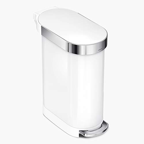 white-kitchen-bins simplehuman CW2069 45L Slim Kitchen Pedal Bin, Sil