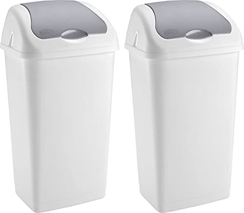 white-kitchen-bins Sterling Ventures 2x 60 Litres Premium Plastic Swi