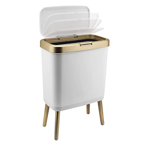 white-kitchen-bins Trash Bin with Lid, Plastic Garbage Bin with Push
