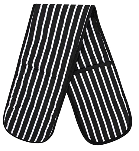 black-oven-gloves Black Double Oven Gloves Heat Resistant Oven Mitts