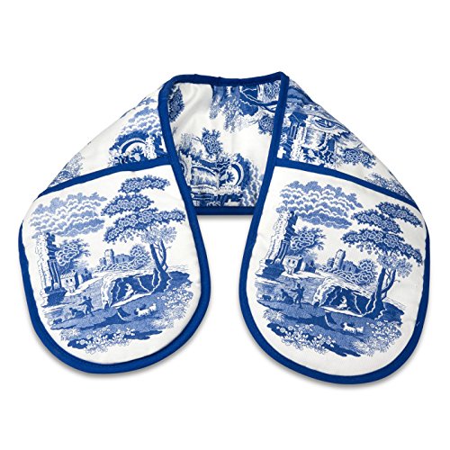 blue-oven-gloves Portmeirion Home & Gifts Double Oven Glove, Blue &