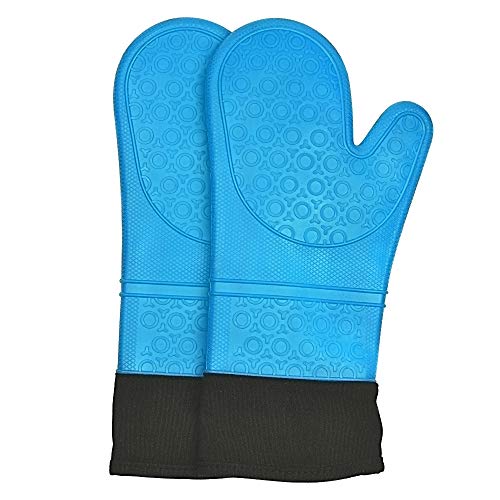 blue-oven-gloves Silicone Oven Gloves, Sopito Heat Resistant 446 F