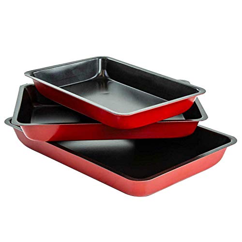 easy-bake-ovens ASAB 3 Pc Non Stick Baking Roasting Cooking Tray S