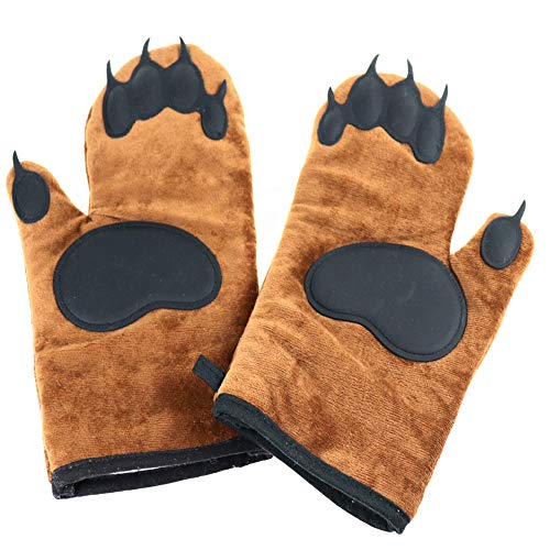 funny-oven-gloves Geekbuzz Bear Oven Gloves Mitts Kitchen Silicone H