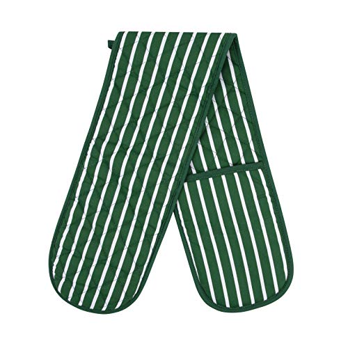 green-oven-gloves Molly Malou 100% Cotton Butcher Stripe Quilted Dou