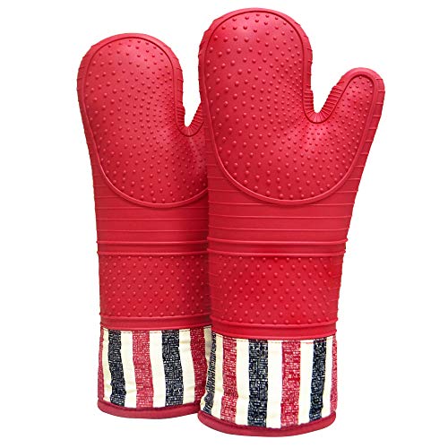 long-oven-gloves Heat Resistant 550 Degree Oven Gloves, Silicone Ov