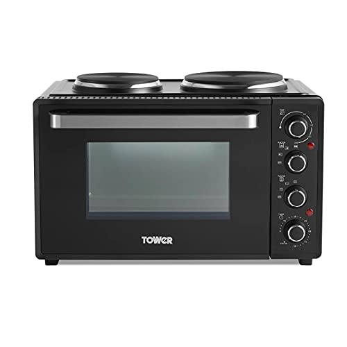 mini-oven-with-hobs Tower T14044 Mini Oven with Dual Hot Plates, Adjus
