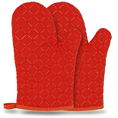red-oven-gloves Ankier Oven Gloves,Heat Resistant Silicone Oven Gl