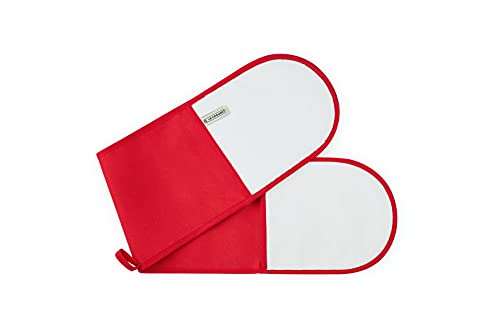 red-oven-gloves Le Creuset 4-Layered Textile Double Oven Gloves, S