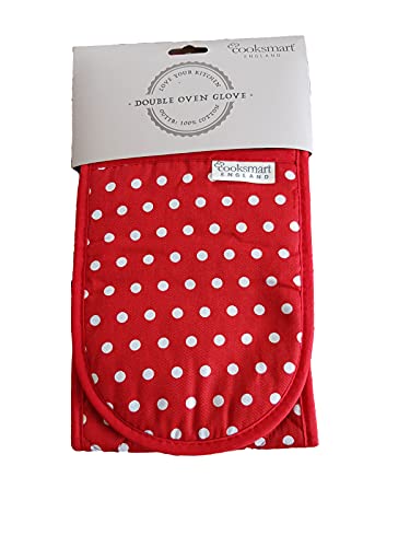 red-oven-gloves Mals Double Oven Gloves, Red with white spots 100%