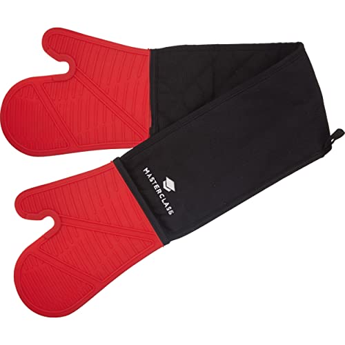 red-oven-gloves MasterClass Oven Gloves, Heat Resistant, Silicone