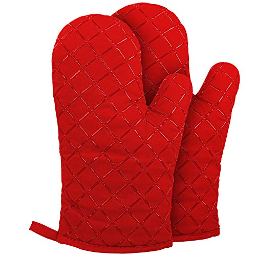 red-oven-gloves Oven Gloves Heat Resistant - Non Slip Silicone Ove