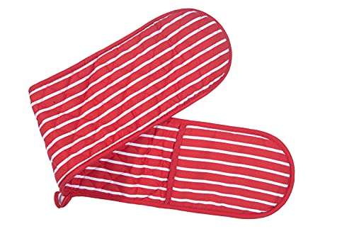 red-oven-gloves ZIMEL HOMES-Butcher Stripe Double Oven Gloves, Dur