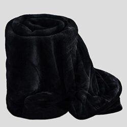 the-best-black-blankets Black Cosy Fleece Blanket Soft Touch 400 GSM Winter Warm Faux Fur Mink Sofa Bed Throw (Black, King)