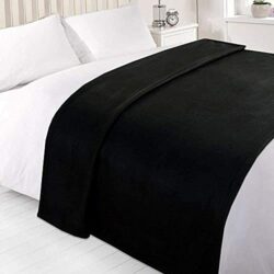 the-best-black-blankets Dreamscene Warm Polar Fleece Throw Over Soft Sofa Bed Blanket Bedspread, Plain Black - 120 x 150 cm