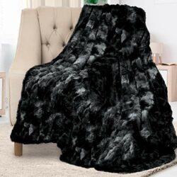 the-best-black-blankets Everlasting Comfort Faux Fur Throw Blanket - Double Sided, Soft, Warm, Cozy, Luxury, Fluffy Blankets for Couch and Bed - Black Throws for Sofa Large (165x127cm)