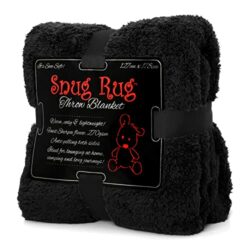 the-best-black-blankets Snug Rug Special Edition Blankets Luxury Sherpa Fleece 127 x 178cm (50" x 70") Sofa Throw Blanket (Black)