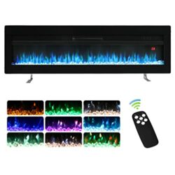 the-best-electric-fireplace INMOZATA 102cm Electric Fire Recessed Wall Mounted Freestanding Electric Fireplace with Realistic LED Flame Effect, Adjustable Thermostat, Overheat Protection, 900W&1800W (102 cm/40 inch, Black)