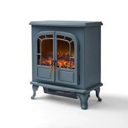 the-best-electric-stove-heaters Warmlite WL46019G Wingham Log Effect Stove Fire with Realistic LED Flame Effect, Adjustable Thermostat, 2000W, Grey
