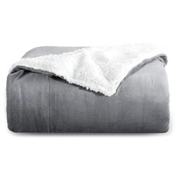the-best-fluffy-blankets Bedsure Sherpa Fleece Throw Blanket - Fluffy Microfiber Solid Blankets for Bed and Couch Double/Twin Size, Silver Grey, 150x200cm