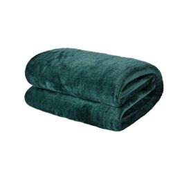 the-best-green-blankets Brentfords Super Ultra Soft Flannel Fleece Blanket Large Fluffy Warm Throw Over Bed Sofa Settee, Emerald Green - 120 x 150cm