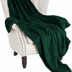 the-best-green-blankets Exclusivo Mezcla Flannel Throw Blanket, 127x178 CM Soft Sofa Throws, Waffle Fleece Throws for Sofa, Forest Green Blanket