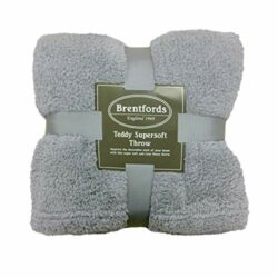 the-best-grey-blankets Brentfords Teddy Fleece Blanket Large Throw Over Bed Plush Super Soft Warm Sofa Bedspread, Silver Grey - 125 x 150 cm