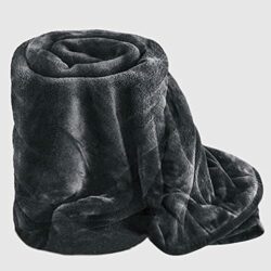 the-best-grey-blankets Dark Grey Charcoal Cosy Soft Touch 400 GSM Winter Warm Faux Fur Mink Sofa Bed Throw Fleece Blanket (Dark Grey, Double)