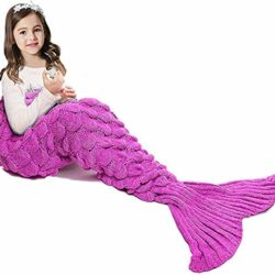 the-best-kids-blankets Jr.Hagrid Mermaid Tail Blanket for Girls, Mermaid Sleeping Bag for Kids, Handmade Knitted Mermaid Tail Blanket, Birthday Gift for Girl 3-8years(Scale Pink)