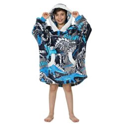 the-best-kids-blankets Winthome Oversized Blanket Hoodie for Kids Boys Girls, Super Soft Warm Fleece Sweatshirt Blanket Hoody (Dinosaurs, One Size)