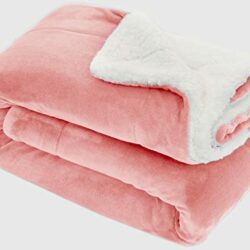 the-best-pink-blankets Cosy Winter Warm Faux Fur Mink Sofa Bed Throw Pink Sherpa Fleece Blanket Bed Blanket Giant Blanket sofa throw 3 seater (Pink Sherpa, Double 150x200 cm)